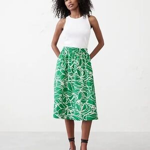 Banana Republic Factory Green Floral A-Line Skirt